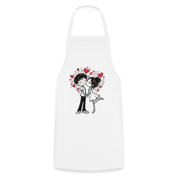 Pärchen Kuss Liebe Valentinstag Paar Geschenk - Kochschürze - Weiß - Vorne - AI Model Male 185 dark (185cm)