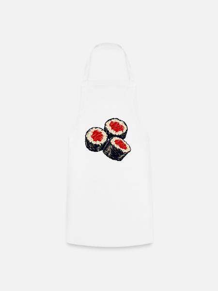 Retro Sushi Maki Schwarz Rot - Kochschürze - Weiß