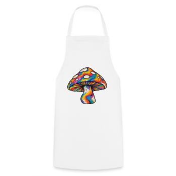 Psychedelischer Regenbogenpilz - Kochschürze - Weiß - Vorne - AI Model Male 185 dark (185cm)