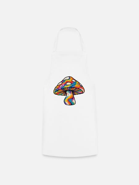Psychedelischer Regenbogenpilz - Kochschürze - Weiß