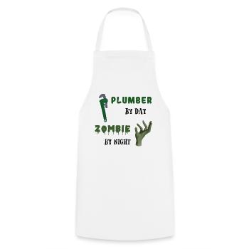 Plumber by day Zombie by night - Rohrzange - Kochschürze - Weiß - Vorne - AI Model Male 185 dark (185cm)