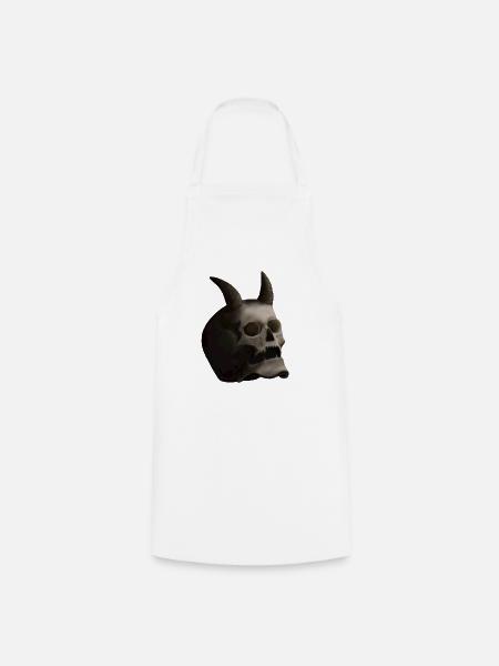 Dunkler Totenkopf mit Hörnern - Dämonenschädel - Kochschürze - Weiß