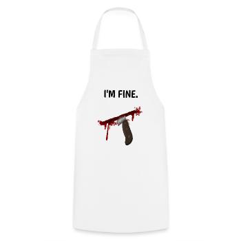I'm fine - Messer mit Blutspritzern - Kochschürze - Weiß - Vorne - AI Model Male 185 dark (185cm)