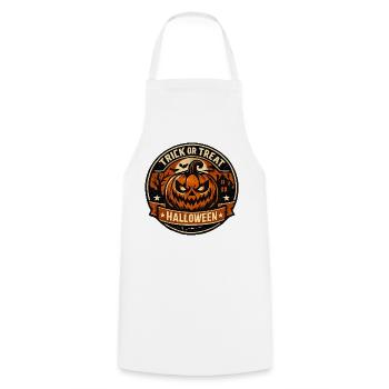 Halloween Kürbisbadge Trick or Treat - Kochschürze - Weiß - Vorne - AI Model Male 185 dark (185cm)