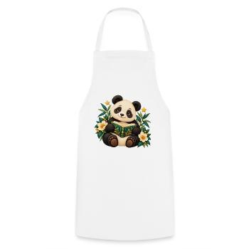 Panda-Leser unter Blumen - Kochschürze - Weiß - Vorne - AI Model Male 185 dark (185cm)