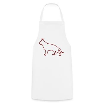 Hund Silhouette - Kochschürze - Weiß - Vorne - AI Model Male 185 dark (185cm)