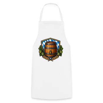 Bierfass Schild Bayerisch - Kochschürze - Weiß - Vorne - AI Model Male 185 dark (185cm)