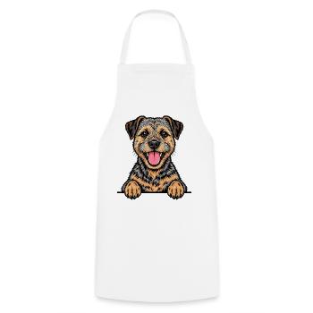 Border Terrier - Kochschürze - Weiß - Vorne - AI Model Male 185 dark (185cm)