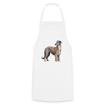 Irischer Wolfshund stehend - Kochschürze - Weiß - Vorne - AI Model Male 185 dark (185cm)