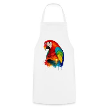 Tropical Sunset Palm Sea Beach Parrot Papagei - Kochschürze - Weiß - Vorne - AI Model Male 185 dark (185cm)