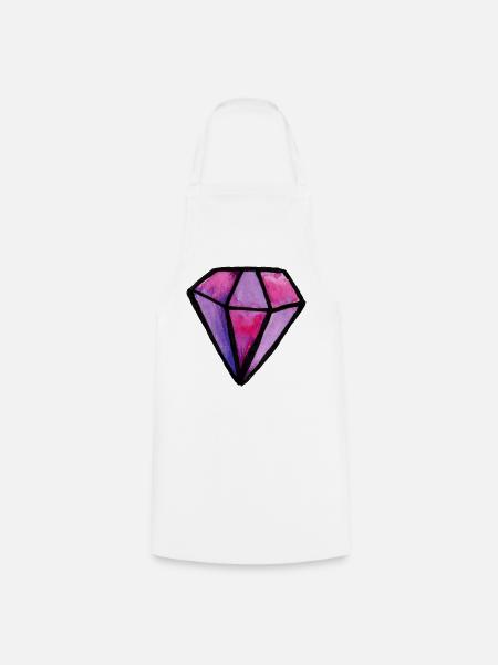 Lila Aquarell-Diamant-Edelstein - Kochschürze - Weiß