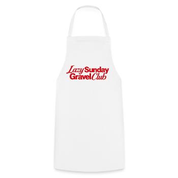 Lazy Sunday Gravel Club Logo - Kochschürze - Weiß - Vorne - AI Model Male 185 dark (185cm)