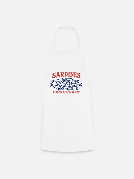 Vintage Lissabonner Fischmarkt Sardinen Portugal - Kochschürze - Weiß
