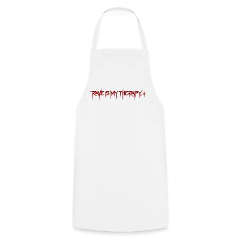 Techno Rave – Rave Is My Therapy - Kochschürze - Weiß - Vorne - AI Model Male 185 dark (185cm)