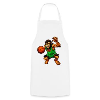 Schimpansen Basketballerin / Basketball Affe - Kochschürze - Weiß - Vorne - AI Model Male 185 dark (185cm)