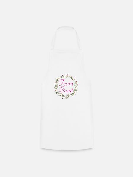 Team Braut mit Blumenkranz pinker Schriftzug - Kochschürze - Weiß