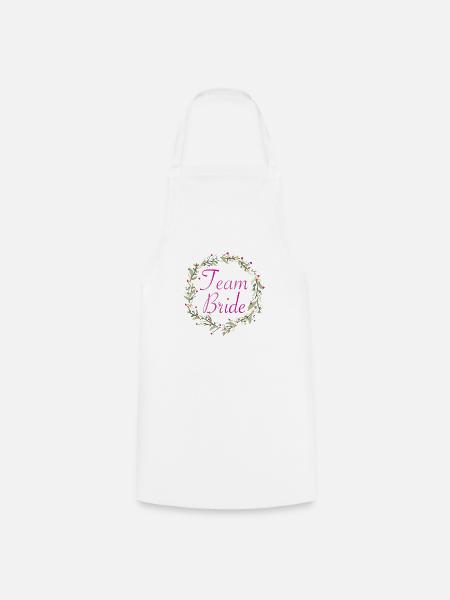Team Bride mit Blumenkranz pinker Schriftzug  - Kochschürze - Weiß