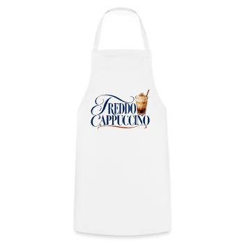 Freddo Cappuccino Schrift mit Eiskaffee - Kochschürze - Weiß - Vorne - AI Model Male 185 dark (185cm)