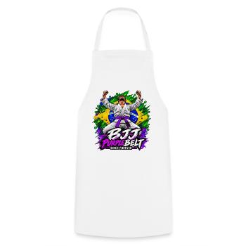 BJJ Lila Gürtel seit Ewigkeiten - Kochschürze - Weiß - Vorne - AI Model Male 185 dark (185cm)
