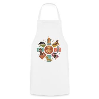 Dackel Yoga Mandala Niedlicher Hund Entspannung - Kochschürze - Weiß - Vorne - AI Model Male 185 dark (185cm)