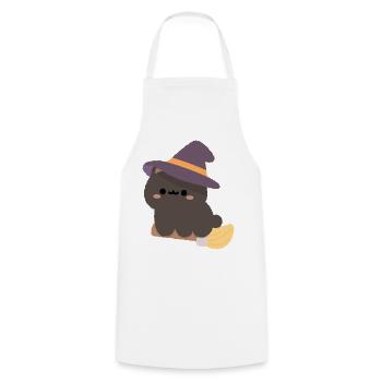 Kawaii-Hexenpudding auf einem Besen - Kochschürze - Weiß - Vorne - AI Model Male 185 dark (185cm)