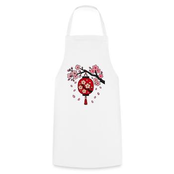Japanische Lampion Sakura Kirschblüte Vektor Shirt - Kochschürze - Weiß - Vorne - AI Model Male 185 dark (185cm)