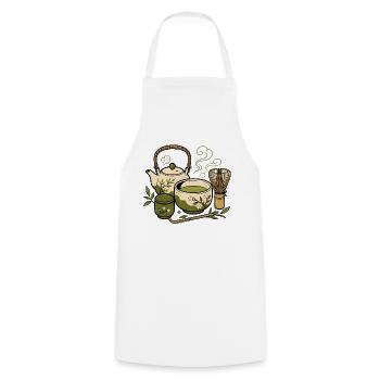 Japanisches Tee Set Matcha Besen Zen Vektor Shirt - Kochschürze - Weiß - Vorne - AI Model Male 185 dark (185cm)