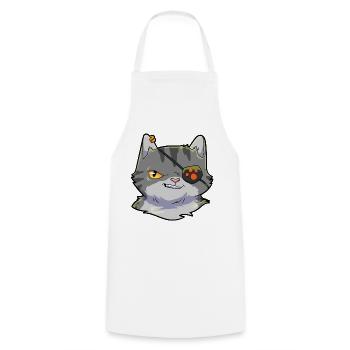 Katze Pirat - Kochschürze - Weiß - Vorne - AI Model Male 185 dark (185cm)