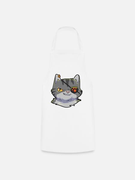 Katze Pirat - Kochschürze - Weiß