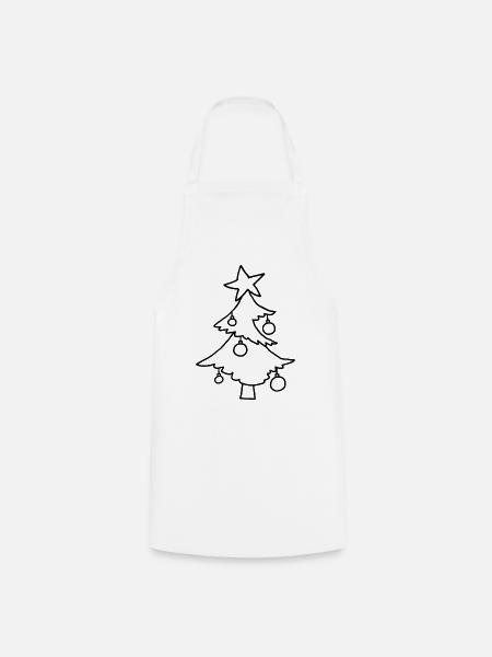 Weihnachtsbaum mit Stern – Kinderkritzelei - Kochschürze - Weiß