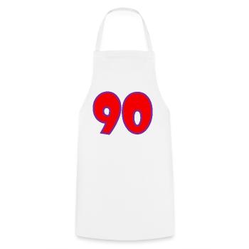 90. 90 JAHRE. 90-JÄHRIGES JUBILÄUM. 90-JÄHRIGES JUBILÄUM. - Kochschürze - Weiß - Vorne - AI Model Male 185 dark (185cm)