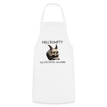 Hell is empty all the devils are here - Totenkopf - Kochschürze - Weiß - Vorne - AI Model Male 185 dark (185cm)