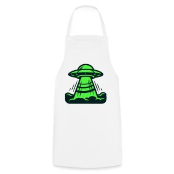 Ufo Start Landung Grafik - Kochschürze - Weiß - Vorne - AI Model Male 185 dark (185cm)