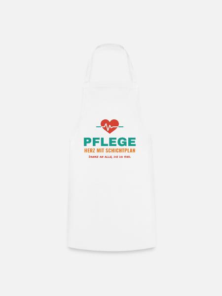 Pflege – Herz mit Schichtplan - Kochschürze - Weiß