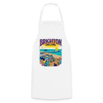 City Retro Brighton England Seaside Coastal - Kochschürze - Weiß - Vorne - AI Model Male 185 dark (185cm)