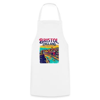 Retro Bristol England Cityscape Skyline Art - Kochschürze - Weiß - Vorne - AI Model Male 185 dark (185cm)