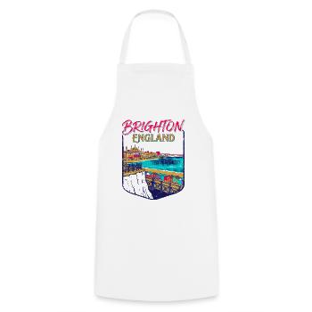 City Vintage Brighton England Coastal Skyline - Kochschürze - Weiß - Vorne - AI Model Male 185 dark (185cm)