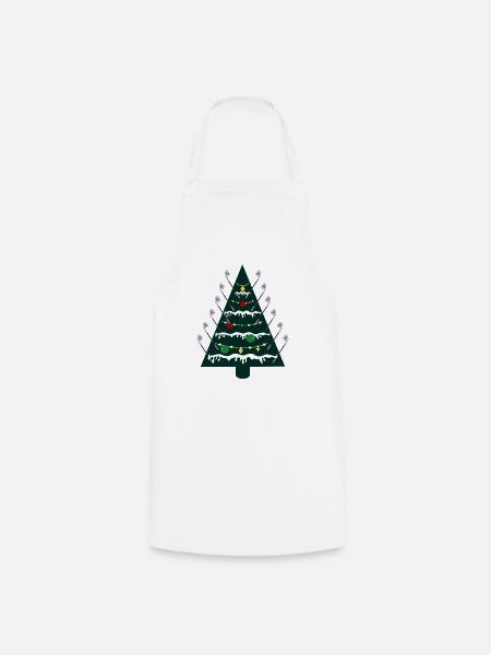 Weihnachtsbaum, Golfen Golfschläger - Kochschürze - Weiß