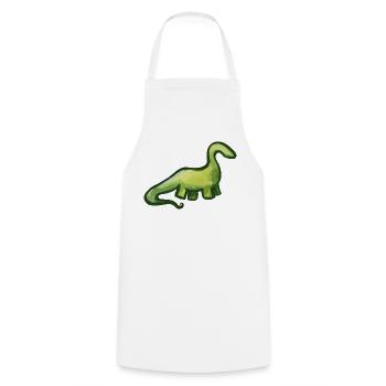 Salbeigrüner Aquarell-Dino - Kochschürze - Weiß - Vorne - AI Model Male 185 dark (185cm)