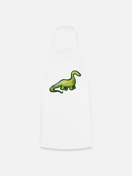 Salbeigrüner Aquarell-Dino - Kochschürze - Weiß