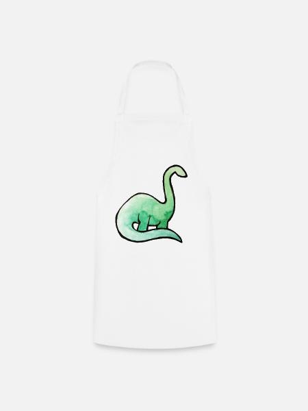 Smaragdgrünes Dino-Aquarell - Kochschürze - Weiß