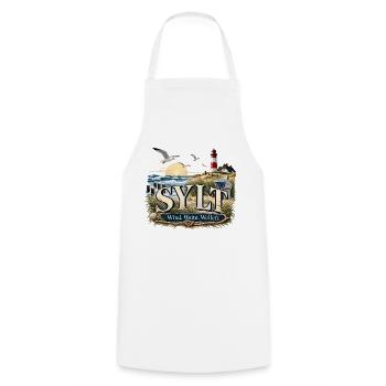 Sylt Strandwind Motiv - Kochschürze - Weiß - Vorne - AI Model Male 185 dark (185cm)
