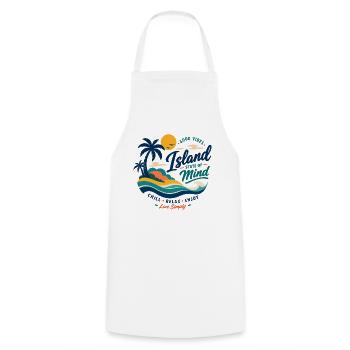 Island Mind – Gute Vibes Insel - Kochschürze - Weiß - Vorne - AI Model Male 185 dark (185cm)