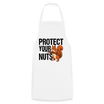 Protect Your Nuts - Kochschürze - Weiß - Vorne - AI Model Male 185 dark (185cm)