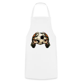 Torwart Geschenk - Fußball und Handschuhe - Kochschürze - Weiß - Vorne - AI Model Male 185 dark (185cm)
