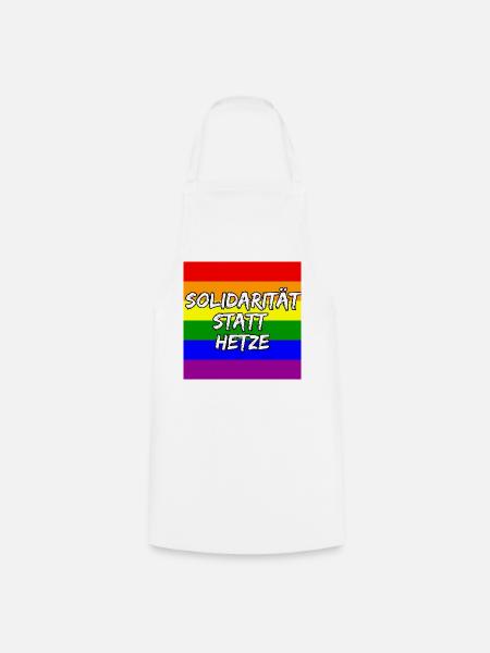 SOLIDARITÄT STATT HETZE REGENBOGEN STATEMENT - Kochschürze - Weiß