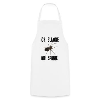 Ich glaube ich spinne - Spinne Spruch - Kochschürze - Weiß - Vorne - AI Model Male 185 dark (185cm)