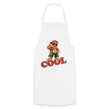 Cooles Lebkuchenmännchen mit COOL-Schriftzug - Kochschürze - Weiß - Vorne - AI Model Male 185 dark (185cm)