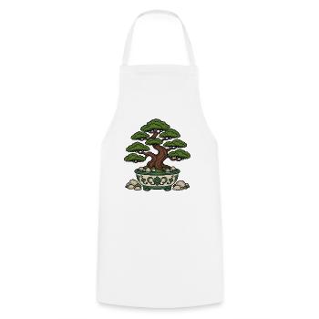 Bonsai Baum Schale Steine Zen Natur Vektor Shirt - Kochschürze - Weiß - Vorne - AI Model Male 185 dark (185cm)