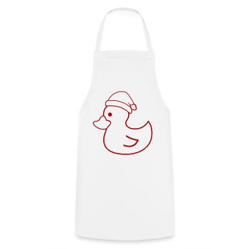 Weihnachtsente Silhouette mit Mütze - Kochschürze - Weiß - Vorne - AI Model Male 185 dark (185cm)